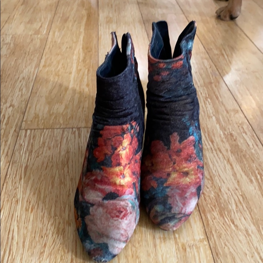 Floral ankle booties